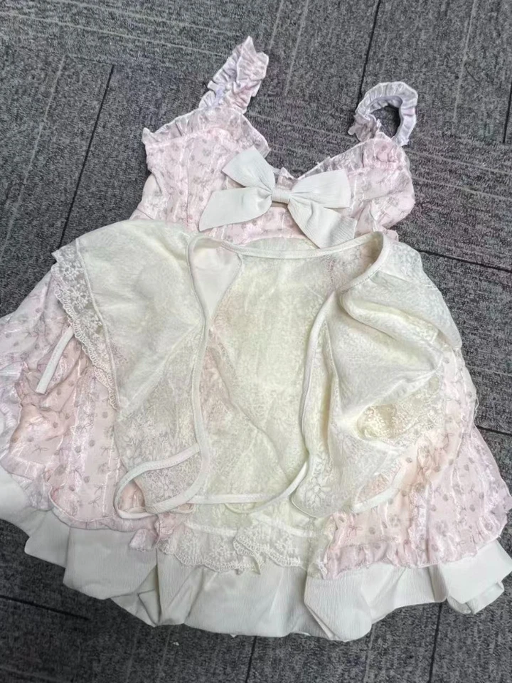 Japanese Kawaii Sweet Women Dress Sets Vintage Fairy Strap Design Short Dresses Harajuku Fashion Lace Female Casual Chic Outfits - Image 6