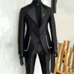 Black Men's 2 Piecs Suits Blazer Pants Single Breasted Daily Work Business Casual Party Suit Set Traje De Hombre Elegante