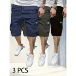 3pcs Tactical Shorts Short Gym Man Men's Cargo Pants  Casual Loose Large Pockets Letter Print Short-fitting Jeans