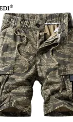 Summer Men Cotton Cargo Camouflage Shorts Man Beach Jogger Outdoor Multi Pocket Shorts Male Loose Bermuda Vintage Classic Shorts