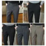 2025 Autumn and Winter Coffee Stretchable Waist Thickened Brushed Casual Pants for Men,multi-color Thick Men's Woolen Suit Pants
