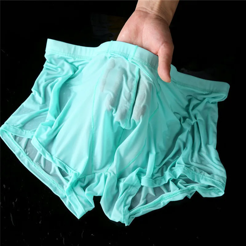 1/2 Pcs Ultra Thin Ice Silk Men Boxers Solid Color Quick Drying Low Waist Male Panties Translucent Underwear - Image 3