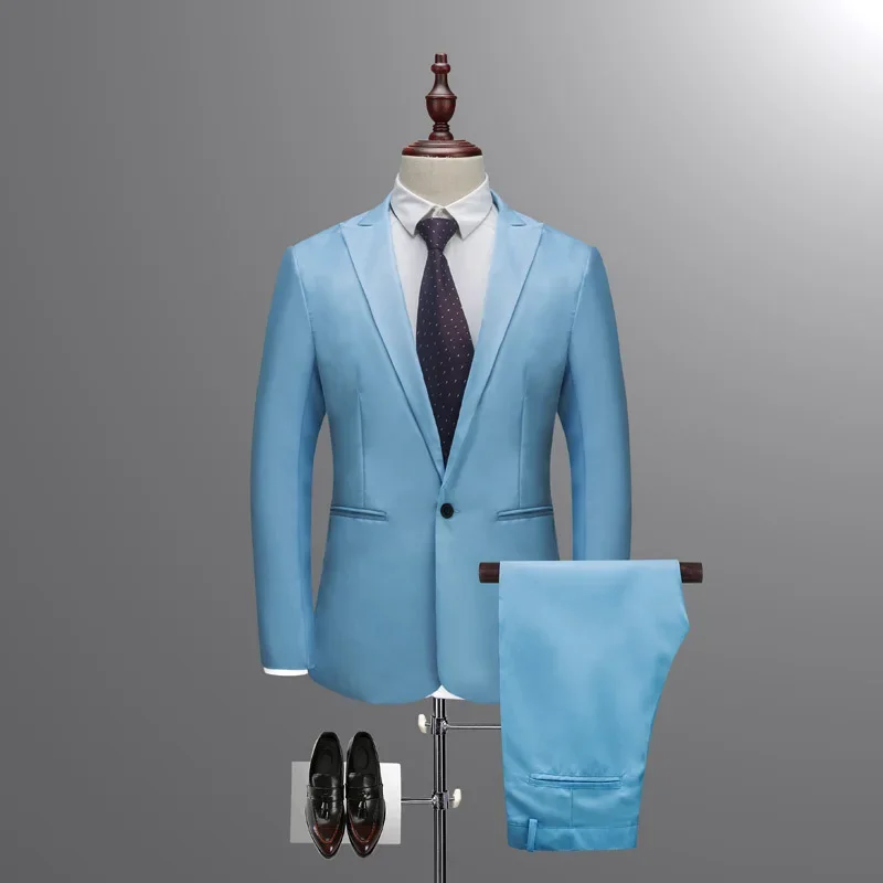 Men's Casual Business Suit Set Korean Style Slim Fit Two Piece Set Fashionable Autumn Winter Male Model Clothing - Image 2