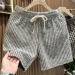Houndstooth Casual Plaid Shorts Men Sport Loose Wide leg Gym Running Shorts  Beach Baggy Board Cargo Shorts Male