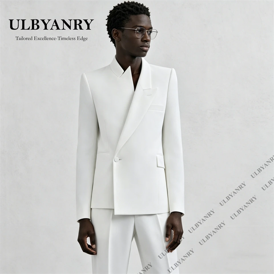ULBYANRY High End Side Button Formal Suit Set for Men, Two Piece Including Jacket Pants Tailored Fitting Tuxedo Blazer Trousers - Image 5