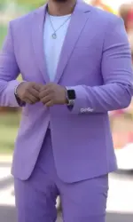 Lavender Man Suits Custom Made 2 Pcs One Button Groom Wedding Wear Prom Party Blazers Costume Hommes Wedding Male Tuxedos Suit