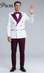 Elegant White Purple For Men Wedding Formal Shawl Lapel 2PCS Suit Groom Suit Set Jacket Pants Wedding Occasion Customized