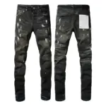 High Street Ripped Black American Jeans Paint Brand 9036 Pants for Women Fashionable Casual Torn Denim Skinnies