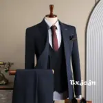 Notched Lapel Men's Tuxedo 3 Pieces Blazer Vest Pants,Two Button Formal Business Suit Set For Men,Classy Wedding Dresswear Suits