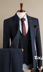 Notched Lapel Men's Tuxedo 3 Pieces Blazer Vest Pants,Two Button Formal Business Suit Set For Men,Classy Wedding Dresswear Suits