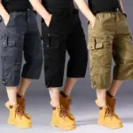 2025 New Men's Cargo Shorts Summer Loose Casual Pants Elastic Waist Large Size Outdoor Jogging Sweatpants Trend Multi Pockets ﻿