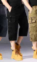 2025 New Men's Cargo Shorts Summer Loose Casual Pants Elastic Waist Large Size Outdoor Jogging Sweatpants Trend Multi Pockets ﻿