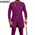 Elegant African National Printing Batik Men's Casual 2PCS Suit For Wedding Dinner Event Suit terno masculinos complete costume