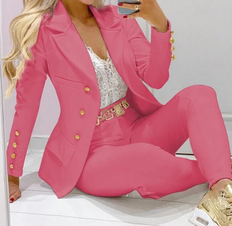Women's Autumn Clothes Two Piece Set Female Coats and Pants Fashion Versatile Casual Long Sleeve Jacket and Trousers Suit 2023 - Image 4
