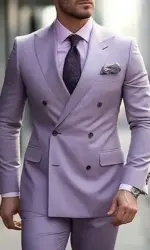 Men's Suits Solid 2 Pieces Plus Size Wedding Daily Business Formal Men Suits Tailored Silm Fit Double Breasted 6 Buttons