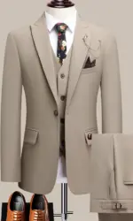 The Latest Men's Three-Piece Suit with Notch Lapels and Adjustable Waistband, High-End Men's Suit for Weddings, Dinner Parties, Work, Business, and Casual Occasions, a Gift for Dad or Husband, Wedding Attire