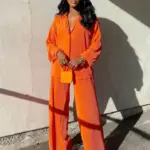 CM.YAYA Street Women's Set Long Sleeve Shirt Tops and Wide Leg Pants Elegant Tracksuit Two Piece Set Sweatsuit Fitness Outfits