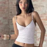 Dulzura Summer Latest Fashion Backless Slim Ruffles Polka Dot Camisole Women'S Sexy Elegant Y2K Clothes Party Club Street Outfit