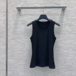 2026 High Quality Low Saturation Black and White Ribbed U Neck Tank woman tops TC2642043