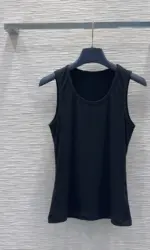 2026 High Quality Low Saturation Black and White Ribbed U Neck Tank woman tops TC2642043
