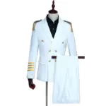 Double Breasted Captain's Suits for Men 2-piece, Party Tassel Shoulder Patch Military Performance Blazer+pants,studio Photo Gown