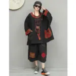 Chinese-style Cardigan Suit Women 2026 Spring Large Size Cotton-linen Vintage Fabric Jacket + Pant Two Piece Set XY136