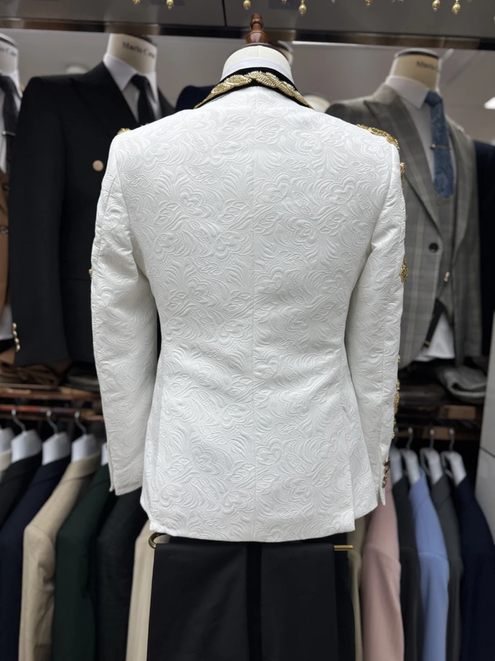 2026 New Jacquard Beaded Man Suit Set 3 Pieces Wedding Groom Sets Luxurious Shawl Lapel Men's Tuxedo Banquet Party Wear In Stock - Image 4