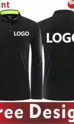Quick-drying Long Sleeve Polo Custom Logo 100% Polyester Sports Polo Shirt Printing Team Design Elastic Bottom Shirt Embroidery