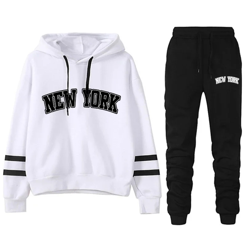 New York Womens Tracksuit or Pants or Suit Stripe Versatile Hooded Sweatshirt Simplicity Street Fashion Casual Outfits S-3XL2024 - Image 3