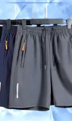 Men's Summer Ultra-thin Ice Silk Beach Casual Shorts Jogging Sport Quick Dry Male Zipper Loose Gym Sports Short Pants Sweatpant
