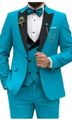 Slim Fit Men Suits Double Groom Formal Business Male Blazer Set Peak Lapel Party Wedding Tuxedo (Jacket+Vest+Pants)