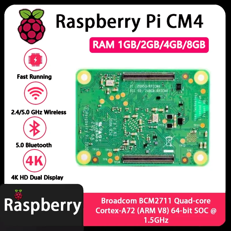 Raspberry Pi CM4 1GB/2GB/4GB/8GB RAM Rpi ComputeModule 4 4GB/8GB/16GB/32GB EMMC Wifi Optional Original Boosted Performance - Image 5