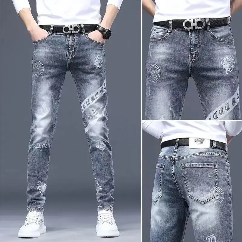 New Jeans Slim Streetwear 90s Hip Hop Skinny Graphic Designer Clothes Original Cowboy Casual Stretch Embroidery Trousers for Men - Image 6