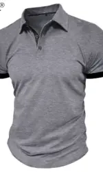 Summer Men's Short Sleeve Polo Shirt Lapel Oversize Solid Color T Shirts Breathable Streetwear Sport Activities Shirts Man