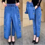 WinterEmbroidery Jeans Women's  Elastic High Waist Jeans 5XL FashionWomen Black Blue Pocket Mom Jeans Skinny Stretch Pants Women