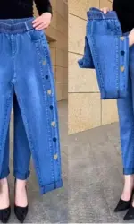 WinterEmbroidery Jeans Women's Elastic High Waist Jeans 5XL FashionWomen Black Blue Pocket Mom Jeans Skinny Stretch Pants Women