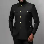Men's 2-Piece Formal Suit, Utility Style, Golden Buttons, Suit + Trousers Combination, Fashionable Business Use