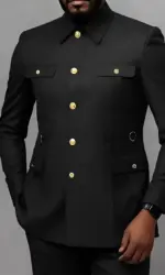 Men's 2-Piece Formal Suit, Utility Style, Golden Buttons, Suit + Trousers Combination, Fashionable Business Use