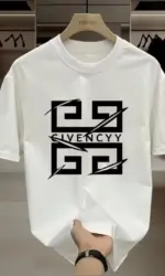 2026Men's GIVENCY Brand Logo Print T-Shirt Cotton Short Sleeve Tee,Streetwear Fashion Top with White Graphic Design Casual Wear