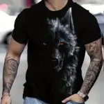 New Retro Style 3D Wolf Print Men's T-shirt Summer Daily Men's Casual T Shirt Outdoor Street Men Fashion Street Short Sleeve Tee