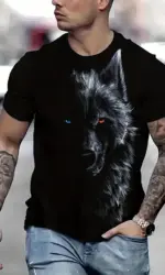 New Retro Style 3D Wolf Print Men's T-shirt Summer Daily Men's Casual T Shirt Outdoor Street Men Fashion Street Short Sleeve Tee