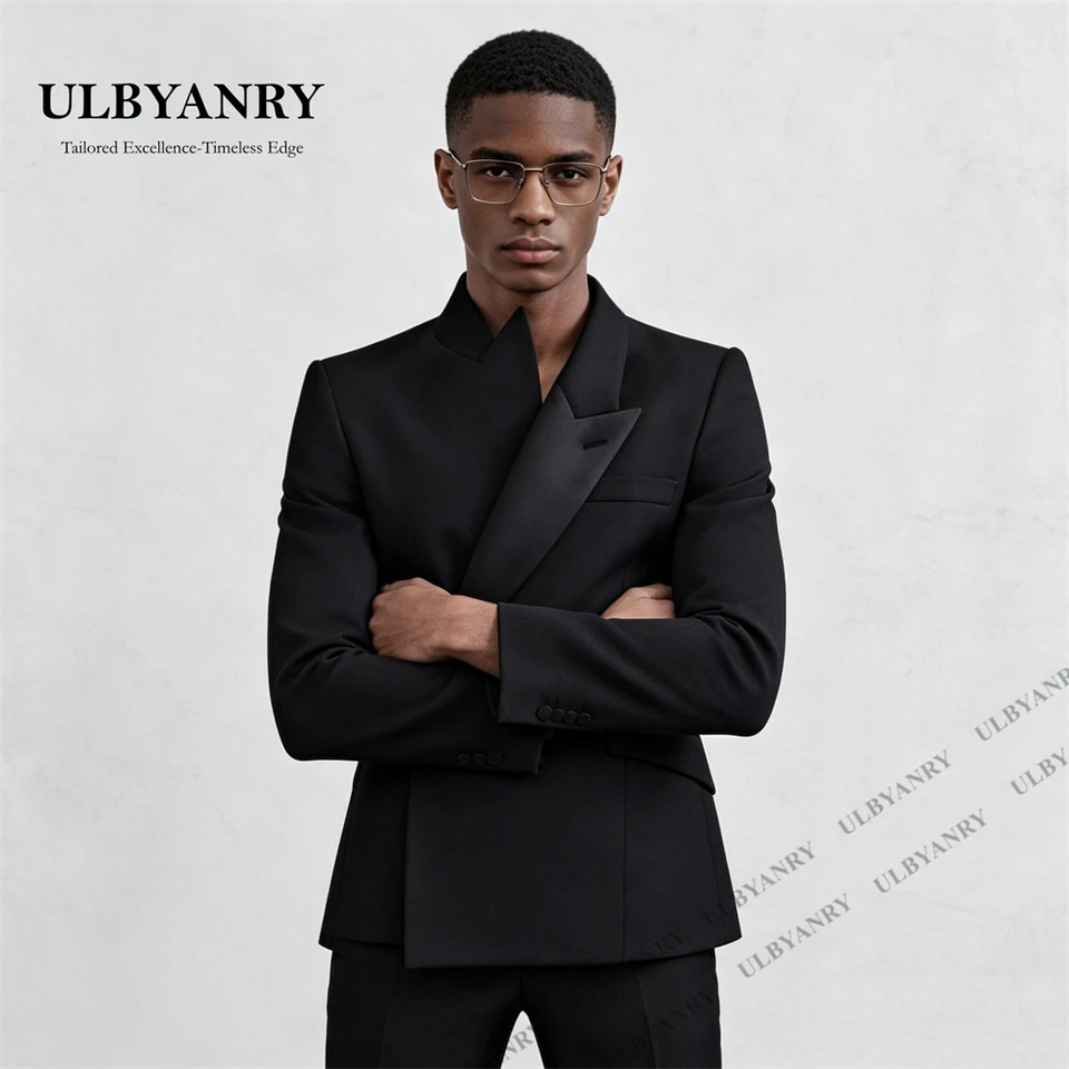 ULBYANRY Custom Men’s Asymmetrical Lapel One - Button Black Slim Fit 2 - Piece Suit for Wedding Business Dinner XXS-7XL Tuxedo - Image 6
