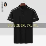Men's Polo Shirt Contrast Piping 95% Cotton Plus Size 6XL 7XL 8XL Spandex Soft Stretch Black Summer Business Golf Tennis Tee