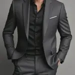 Men's Burgundy 2-Piece Suit Set (Blazer + Trousers Only, No Vest Included),Slim Fit Formal Business Wedding Party Jacket & Pants