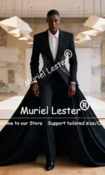 Luxury Pearls Wedding Suits For Men Slim Fit Single Breasted Blazer With Long Train Customized Costume Homme Groom Tuxedos 3Pcs