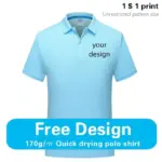 Sports quick-drying polo shirt Custom printed logo lapel cheap advertising T-shirt Marathon running embroidered pattern diy
