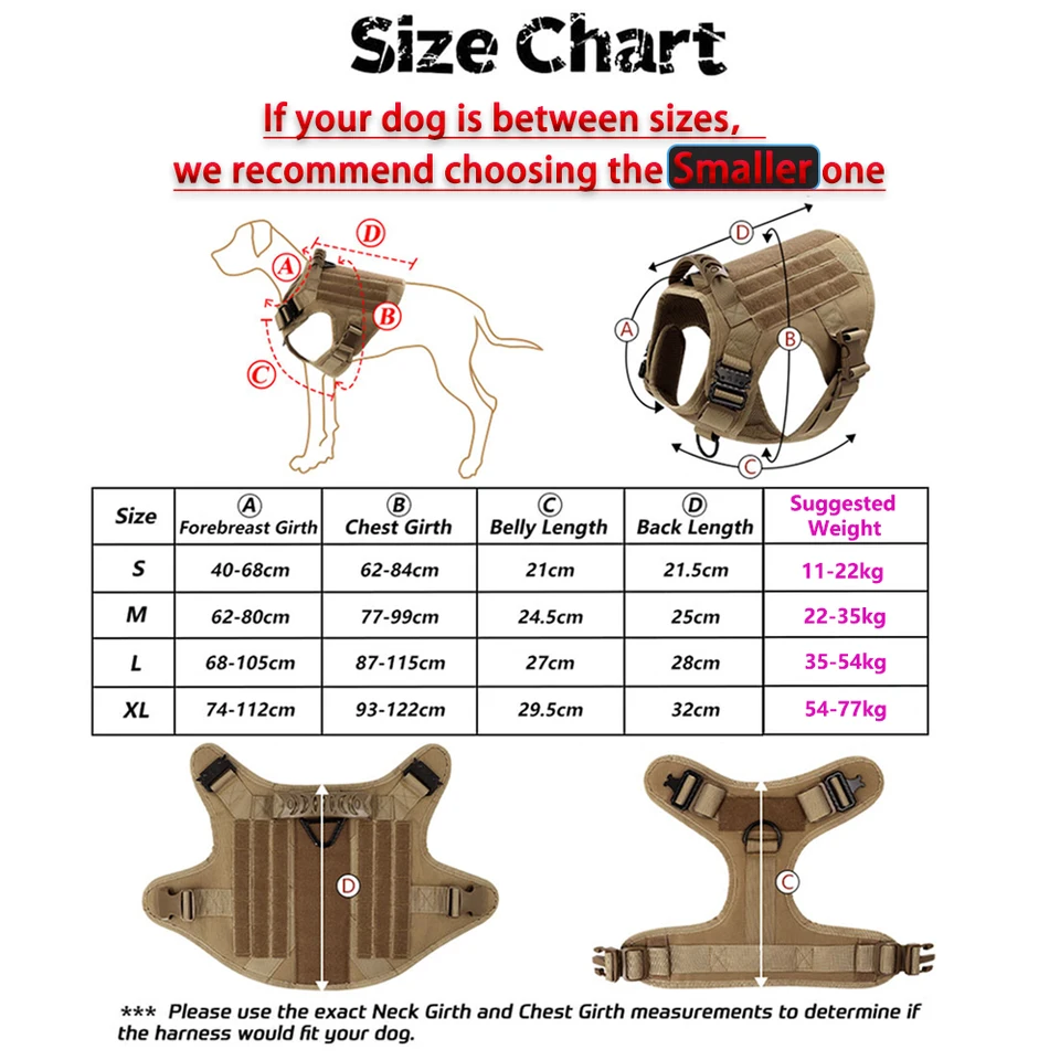 Dog Harness for Large Dogs Collar Leash Molle Pouch Military Harnesses French Bulldog Pet Tactical Training Vest Dog Accessories - Image 6