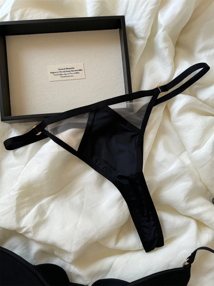 Fishbone large breasts lingerie with underpants suit top support lace thin mesh gathered underwear sexy bra set - Image 4
