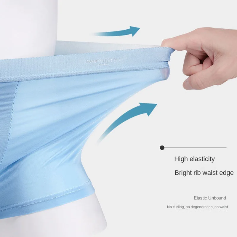 4pcs Boxer Shorts Men's Ice Silk Underwear Male Underpants Breathable Sexy Thin Panties U Convex Lingerie Wholesale Lots L-6XL - Image 6