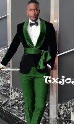 New Arrival Fashion Velvet Men's Suits 2 Pieces Wedding Groom Tuxedo Elegant Handsome Suit Set For Men Birthday Party Customized